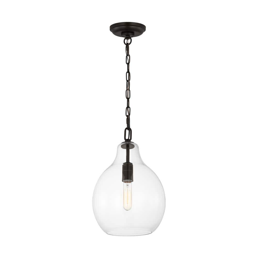 Aged Iron Clear Glass Teardrop Pendant Light