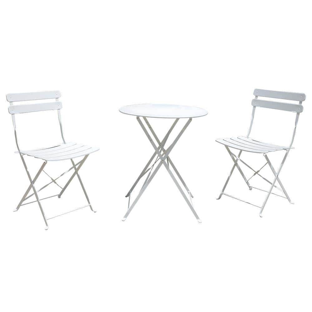White 3-Piece Metal Outdoor Bistro Set