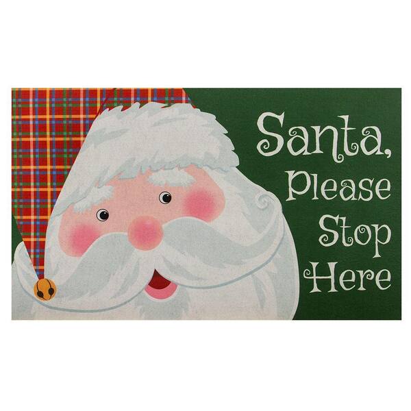Home Accents Holiday Santa Please Stop Here 18 in. x 30 in. Door Mat
