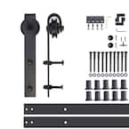 12 ft./144 in. Black Rustic Non-Bypass Sliding Barn Door Track and Hardware Kit for Single Door