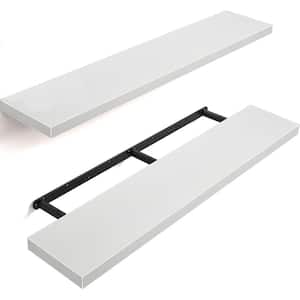 36 in. W x 9.45 in. D White Wall Mounted Rustic Wood Shelves with