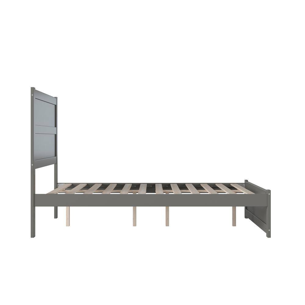 Grey Full Wooden Bed Frame with Headboard and Slats