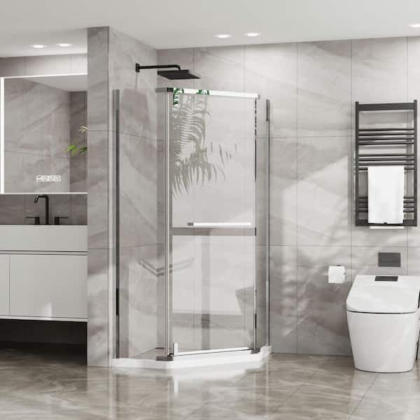 36 in. W x 36 in. D x 72 in. H Neo Angle Pivot Semi-Frameless Corner Shower Enclosure in Chrome