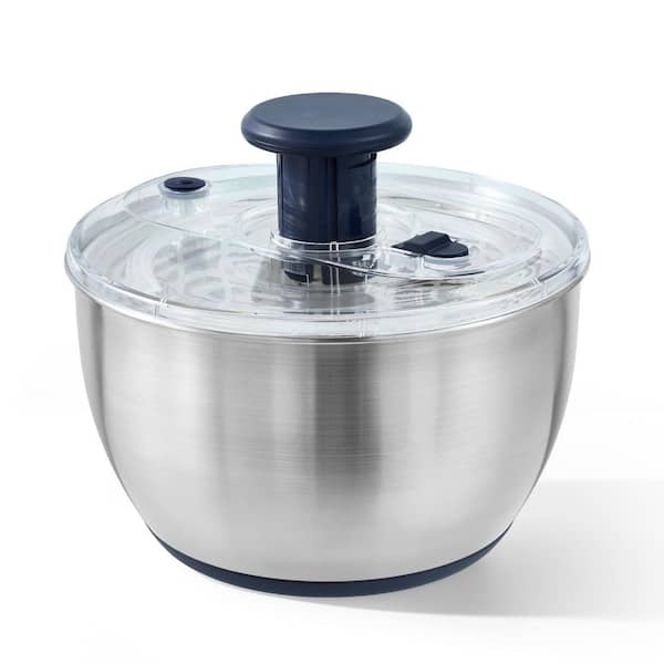 6.4 Qt Stainless Steel Salad Spinner, Large Lettuce Spinner Vegetable Fruit Washer for Salad, Silver