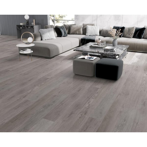 Meraki Tranquil Grey 20 MIL x 7 in. W x 60 in. L Click Lock Waterproof Vinyl Plank Flooring (24.08 sq. ft.)