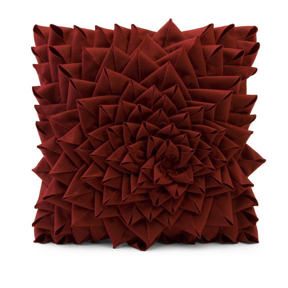 Lenor Red Abstract Polyester 16 in. x 16 in. Throw Pillow