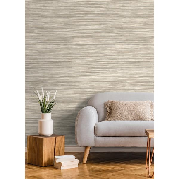 Alton Taupe Faux Grasscloth Paper Non-Pasted Textured Wallpaper