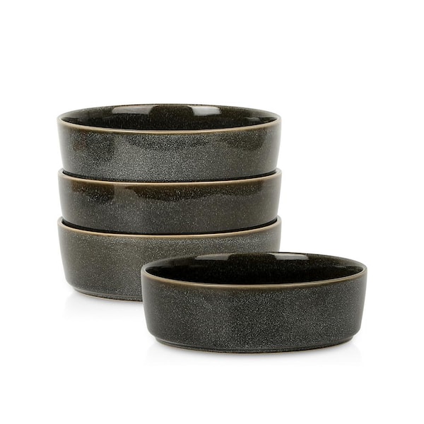 Eden 32 fl. oz. Charcoal Gray Stoneware Pasta Bowls (Set of 4)