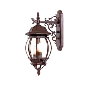 Chateau Collection 3-Light Burled Walnut Outdoor Wall Lantern Sconce