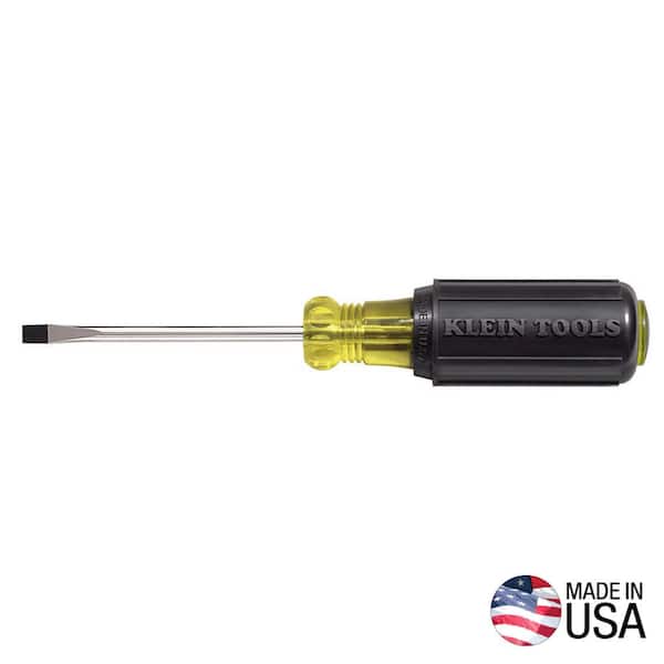 Klein Tools 3/16 in. Cabinet Tip Flat Head Screwdriver with 3 in. Round Shank Cushion Grip Handle