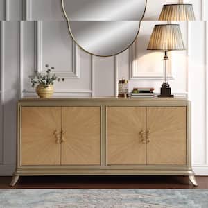 Dodie Natural Oak Sunburst Pattern And Taupe Champaign Finish Wood 20 in. Buffet