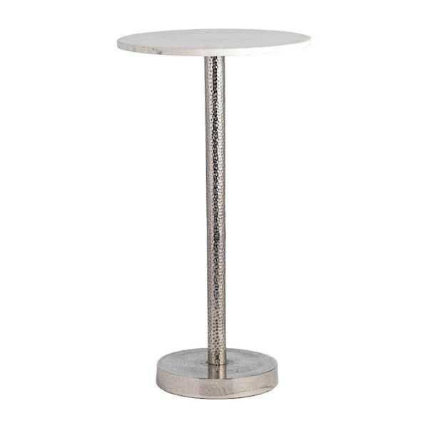 Liv & Skye 13 in. Silver Round Metal Accent Table