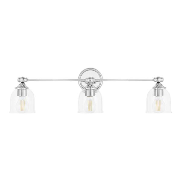 Home Decorators Collection Aniston 29.90 in. 3-Light Chrome Vanity Light
