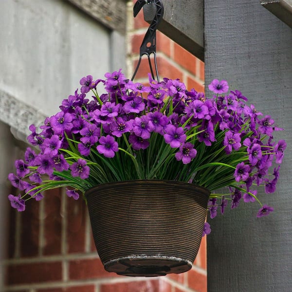 Unbranded 14 in. Violet Purple Indoor/Outdoor UV Resistant Faux Artificial Orchid Flower, 21-Bundles