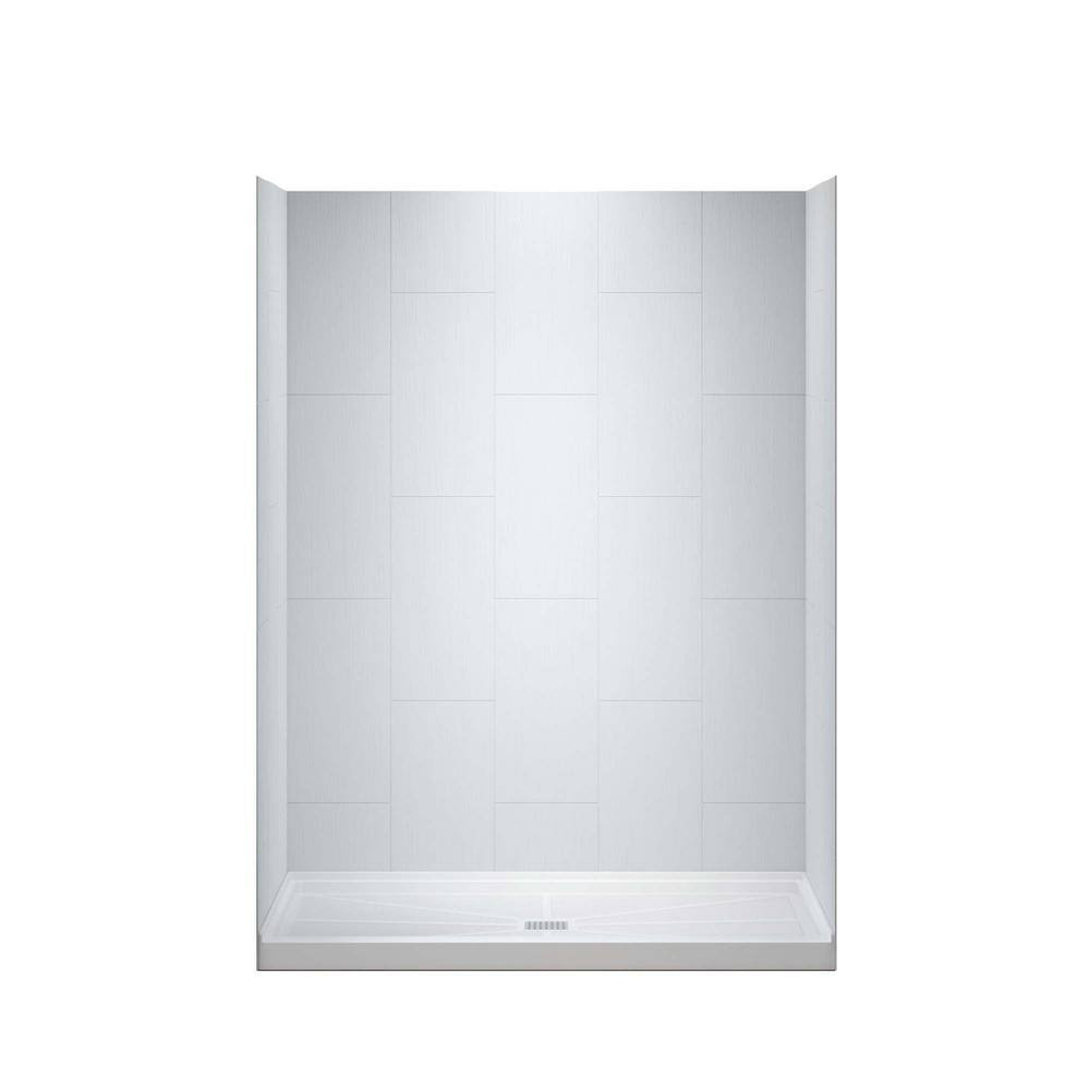 60'' White and Nickel Rectangular Alcove Shower Kit