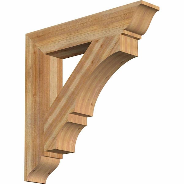 Ekena Millwork 6 in. x 34 in. x 34 in. Western Red Cedar Balboa Traditional Rough Sawn Bracket