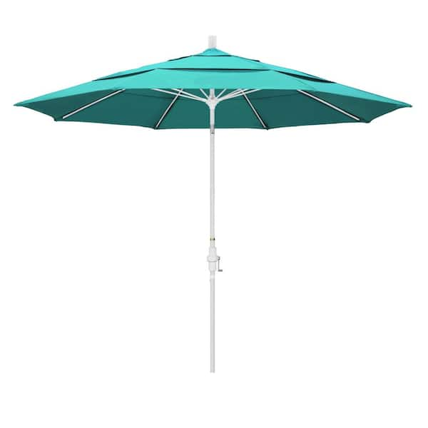 California Umbrella 11 ft. Matted White Aluminum Market Patio Umbrella ...