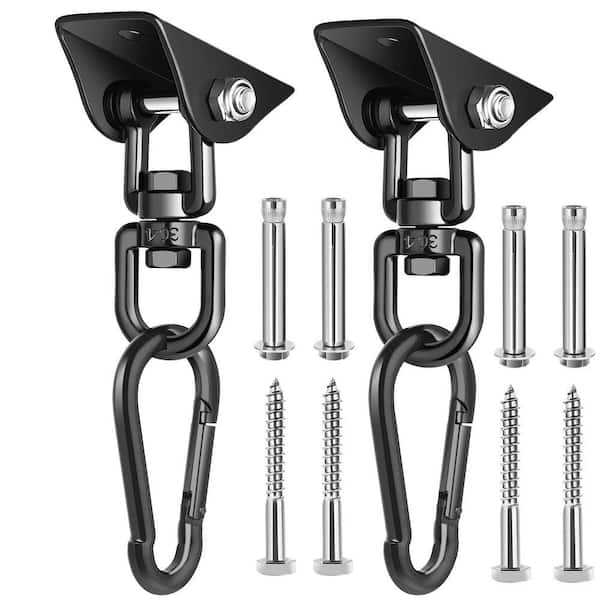 Angel Sar 2 Pack Black Porch Swing Hanging Kit, 360°Rotating 1200
