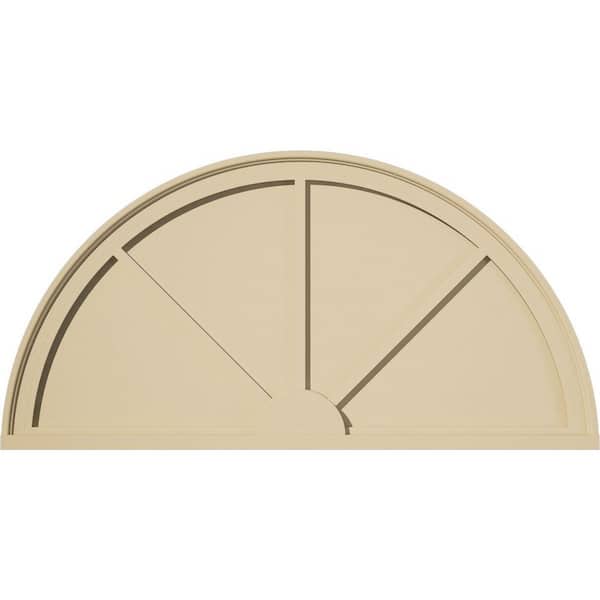 Ekena Millwork 42 in. W x 21 in. H x 2 in. P Half Round 3 Spoke Signature Urethane Pediment, Primed Tan