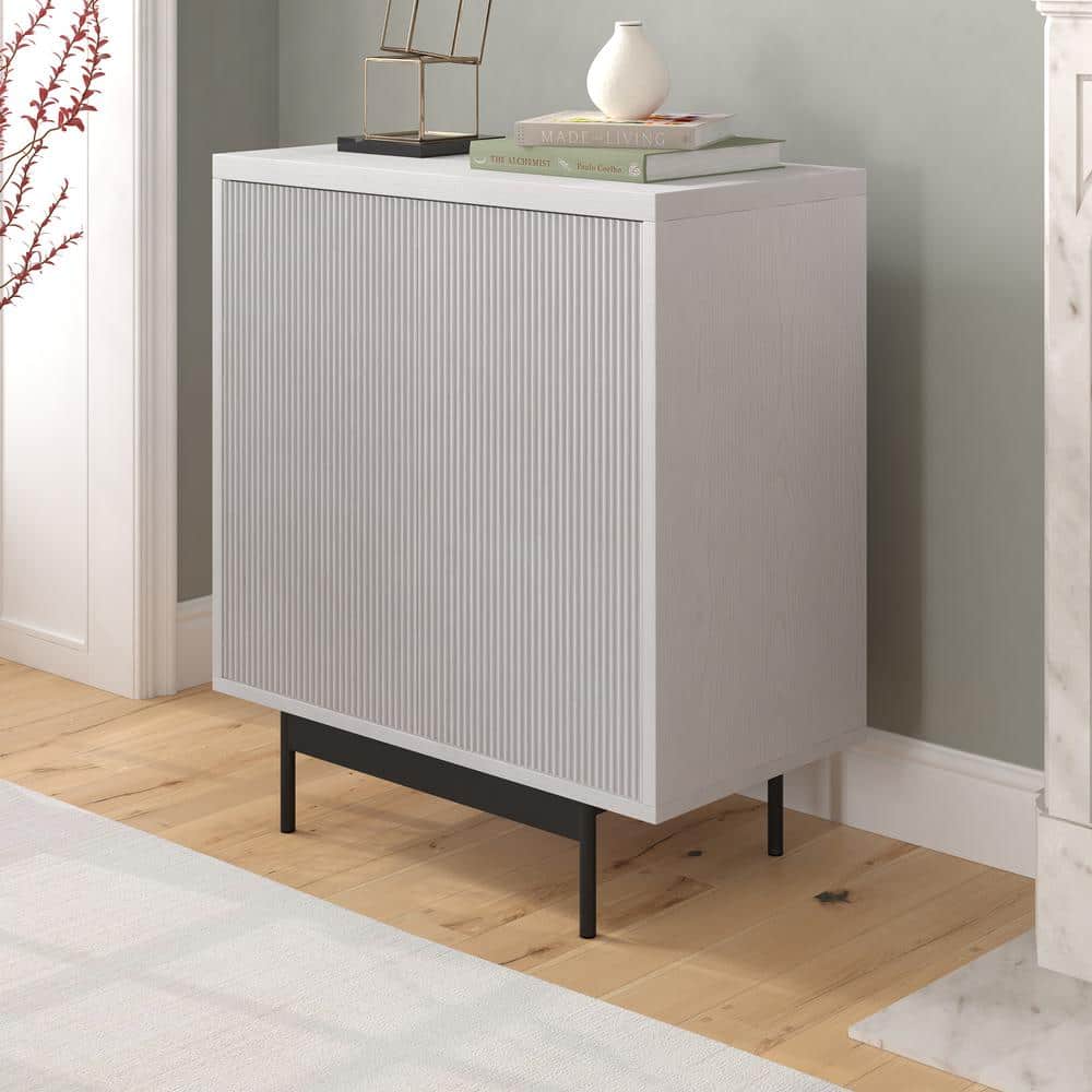 Whitman 28" White Ridged MDF Accent Cabinet with Adjustable Shelving