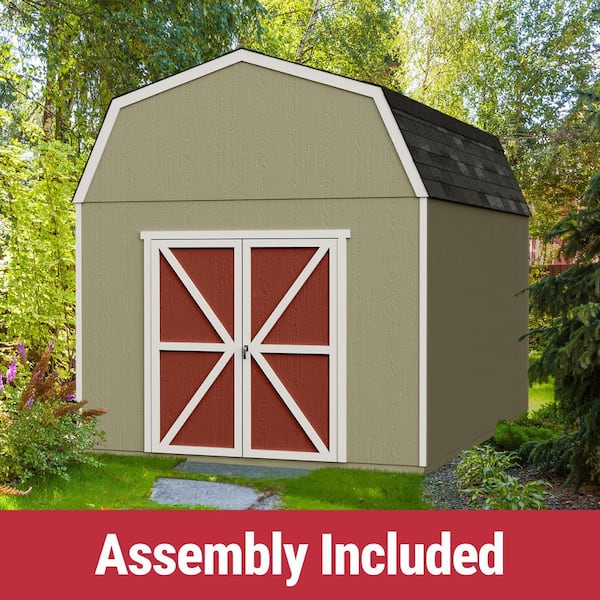 Handy Home Products Professionally Assembled Braymore 10 ft. x 14 ft. Outdoor Wood Shed with Smartside- Autumn Brown Shingles (140 sq. ft.)