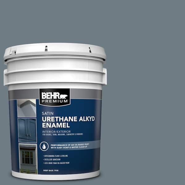 5 gal. #N490-5 Charcoal Blue Urethane Alkyd Satin Enamel Interior/Exterior Paint