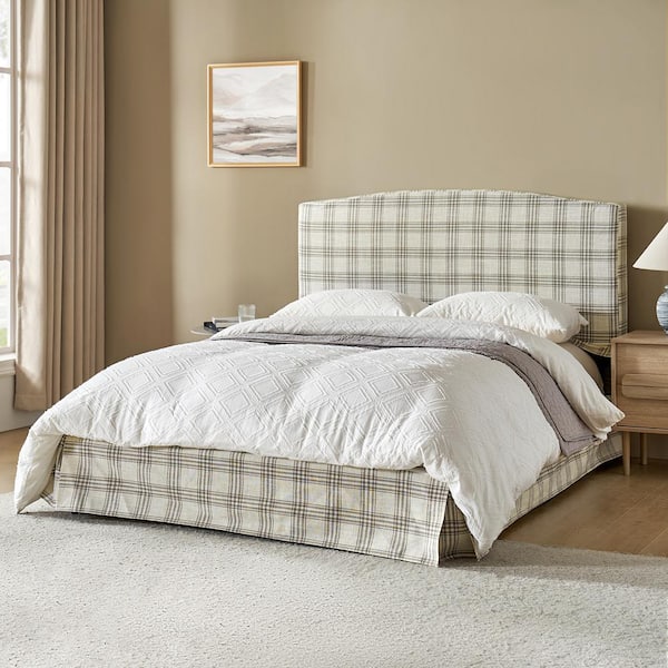 JAYDEN CREATION Ludwig Beige Wood Frame Queen 2 Piece Bedroom Platform Bed Set with Storage
