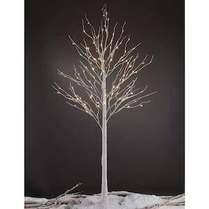 8 ft. Warm White Pre-Lit 132 LED Birch Tree Artificial Christmas Tree for Home, Festival, Party, Indoor and Outdoor Use