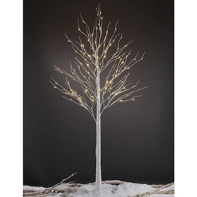 8 ft. Warm White Pre-Lit 132 LED Birch Tree Artificial Christmas Tree for Home, Festival, Party, Indoor and Outdoor Use