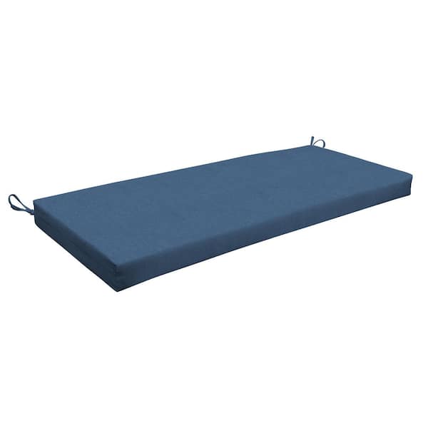 Honeycomb Rectangular Outdoor Bench Cushion Textured Solid Pacific Blue