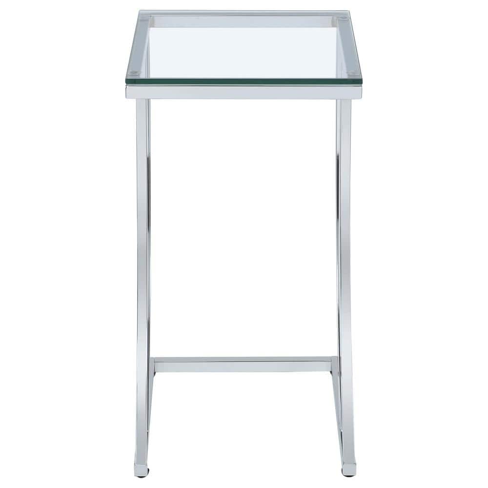 Cayden Contemporary Chrome and Clear Glass Accent Table