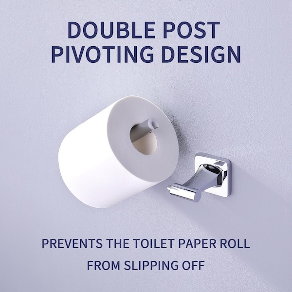 Bathroom Wall-Mount Toilet Paper Holder Flexible Pivot TP Holder in Polished Chrome