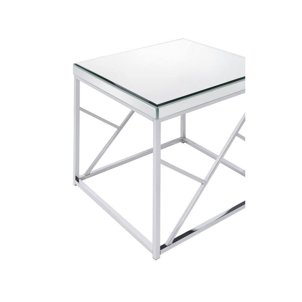 Evelyn 23" Chrome Mirrored Glass Square End Table