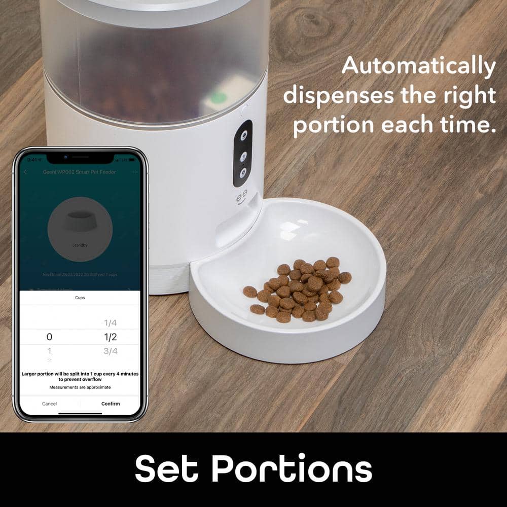 Smart 4L White Automatic Pet Feeder with Wi-Fi Control