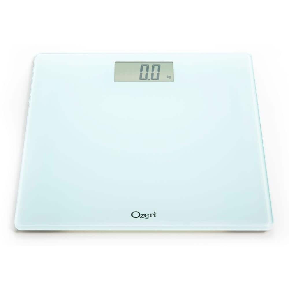 White Tempered Glass Digital Bathroom Scale with LCD Display