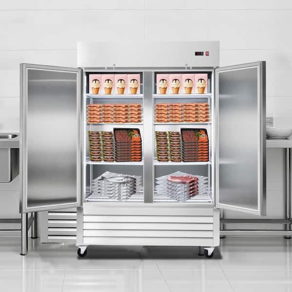 Commercial Freezer 44 Cu.ft. Reach In 54.01 in.W Upright Freezer 2-Doors Auto-Defrost Stainless Steel Silver