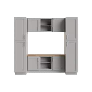 Richmond Vesuvius Gray Plywood Shaker Ready to Assemble Base Kitchen Cabinet Mudroom Sft Cls 96 in W x 24 in D x 90 in H