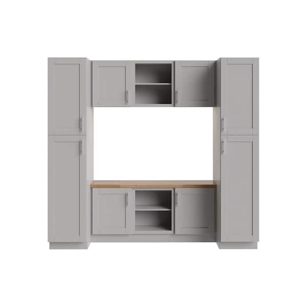 Richmond Vesuvius Gray Plywood Shaker Ready to Assemble Base Kitchen Cabinet Mudroom Sft Cls 96 in W x 24 in D x 90 in H