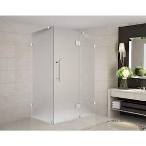 Avalux 35 in. x 32 in. x 72 in. Completely Frameless Shower Enclosure with Frosted Glass in Stainless Steel
