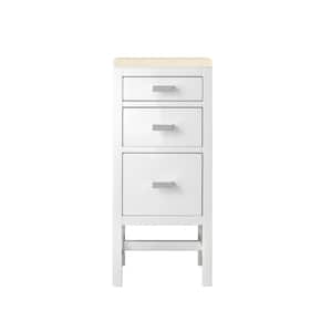 Addison 15.0 in. W x 15 in.D x 34.4 in. H Vanity Side Cabinet in Glossy White with Quartz Top in Eternal Marfil