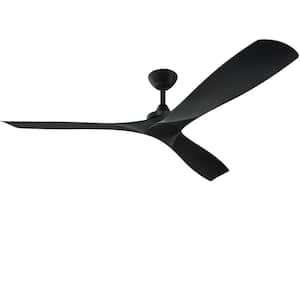 60 in. Modern Ceiling Fan No Light in Black with Remote and 3 Blades