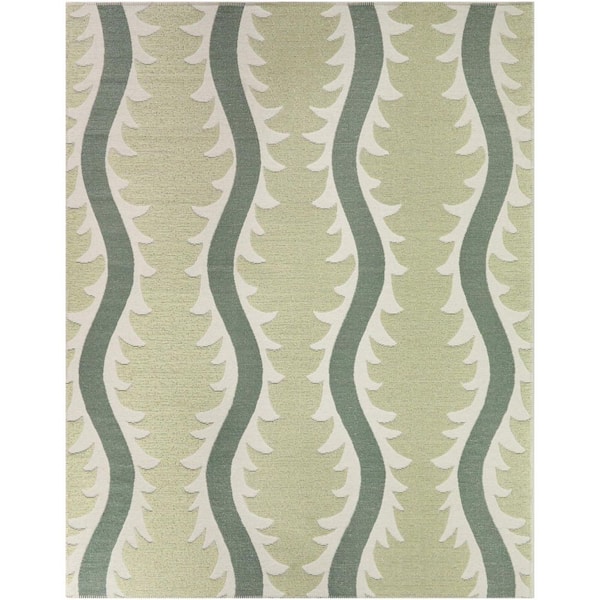 Asencio Teal/Lime 5 ft. 3 in. x 7 ft. Modern Squiggles Indoor/Outdoor Area Rug