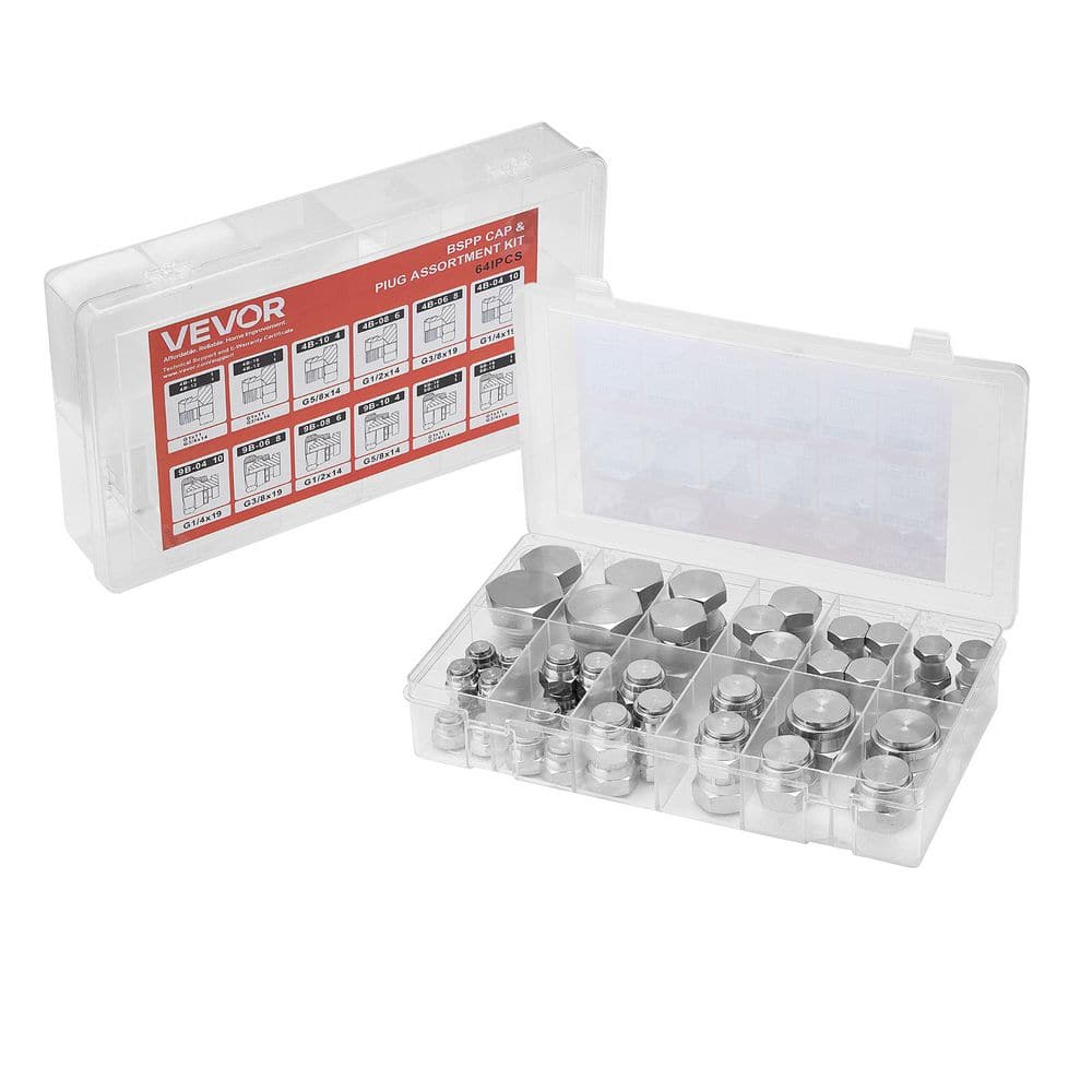 64 PCS BSPP Hydraulic Fittings, Hydraulic Cap and Plug Kit, Galvanized Hydraulic Kit Fitting 1 size, Carbon Steel price history on PriceWatchPro