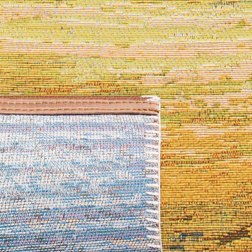 Barbados Blue Square Easy-Care Reversible Outdoor Rug