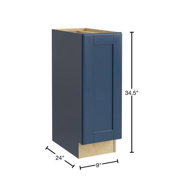 Contractor Express Cabinets Arlington Vessel Blue Plywood Shaker Stock Assembled Base Kitchen Cabinet Soft Close Left 12 in W x 24 in D x 34.5 in H