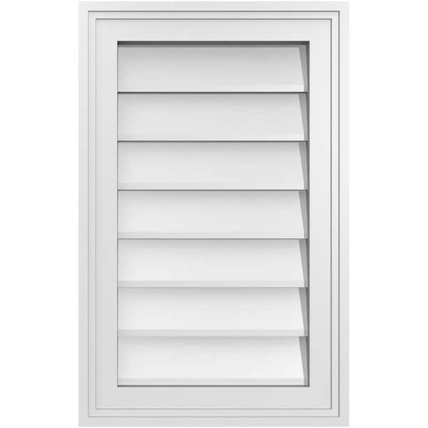 Ekena Millwork 14" x 22" Vertical Surface Mount PVC Gable Vent: Non-Functional with Brickmould Frame