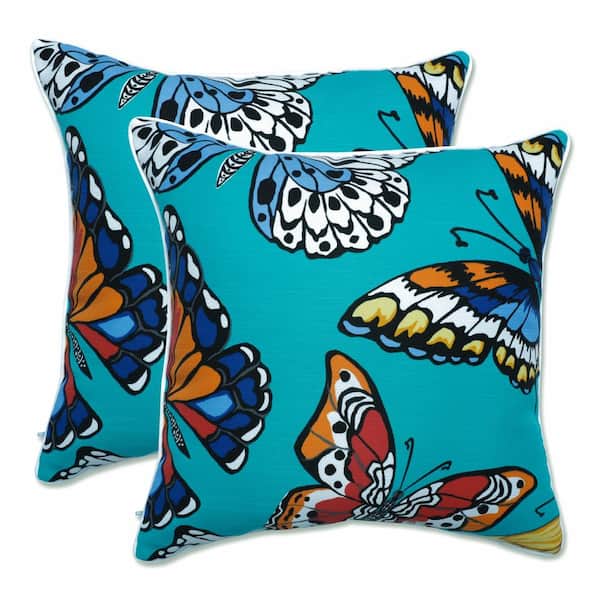Pillow Perfect Animal Print Blue Square Outdoor Square Throw Pillow 2-Pack