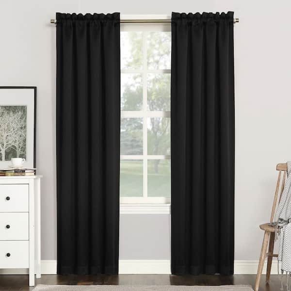 Gavin Energy Saving Black Layered 40 in. W x 108 in. L Rod Pocket Blackout Curtain (Single Panel)