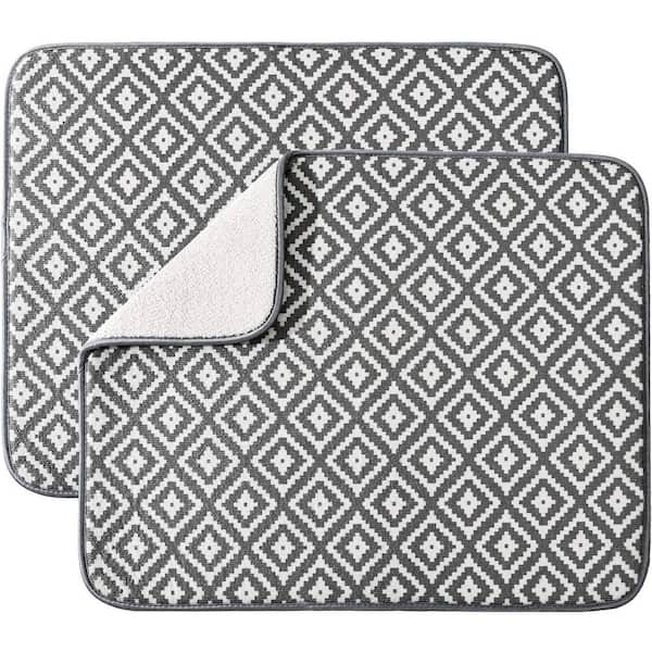 2 Pack 15.8 in. x 19.2 in. Ultra Absorbent Microfiber Dish Drying Mats Super Water Absorption Anti Slip Machine Washable