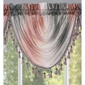 Ombre 42 in. L Polyester Window Curtain Waterfall Valance in Blush